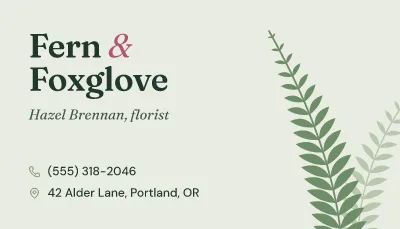 Neighbourhood florist card