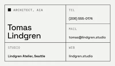 Architect title block card: business card template
