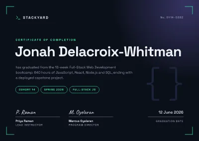 Coding bootcamp certificate