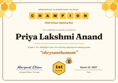 Spelling bee champion