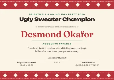 Ugly sweater winner