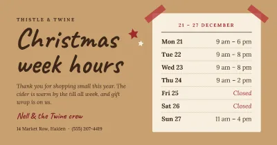 Christmas week hours