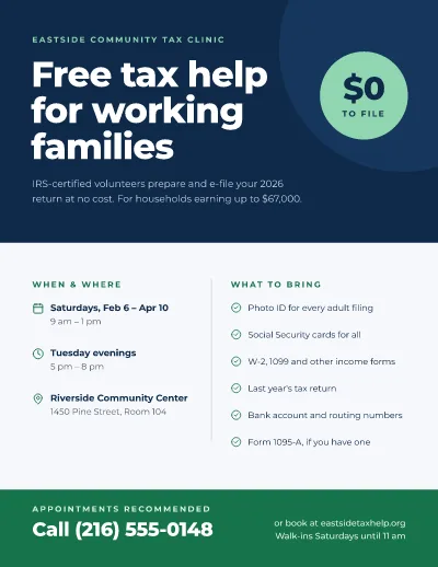 Free tax help clinic