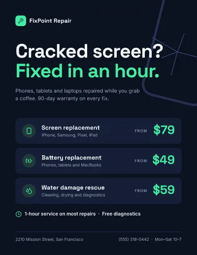 Phone repair price flyer