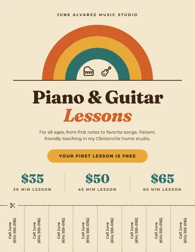 Piano and guitar lessons