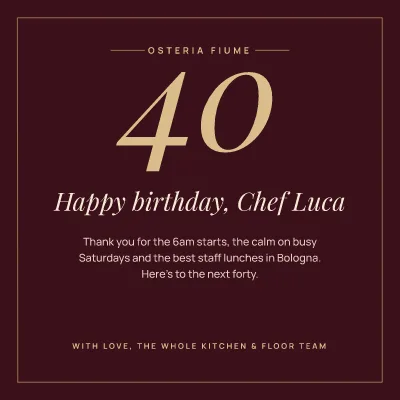 Head chef 40th