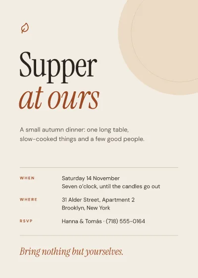 Autumn supper at home