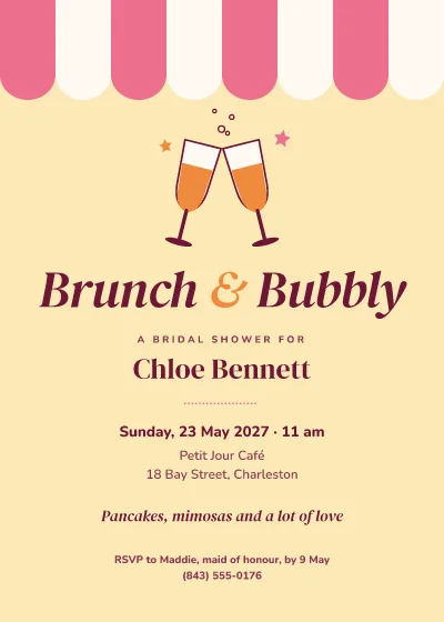 Brunch and bubbly shower: invitation template