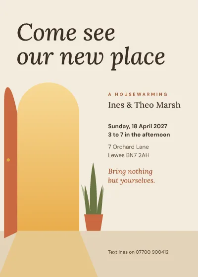 Housewarming open door: invitation template