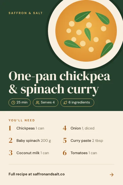 Chickpea spinach curry