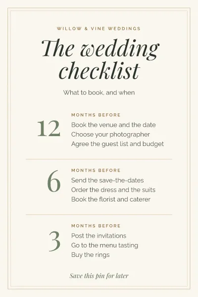 Wedding planning checklist