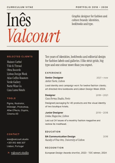 Graphic designer editorial: resume template