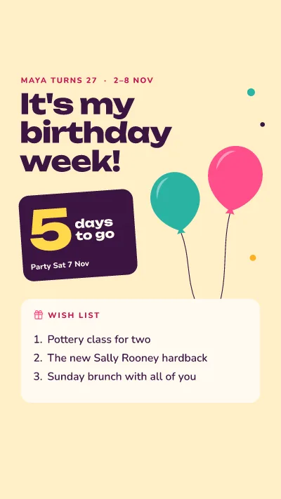 Birthday week countdown